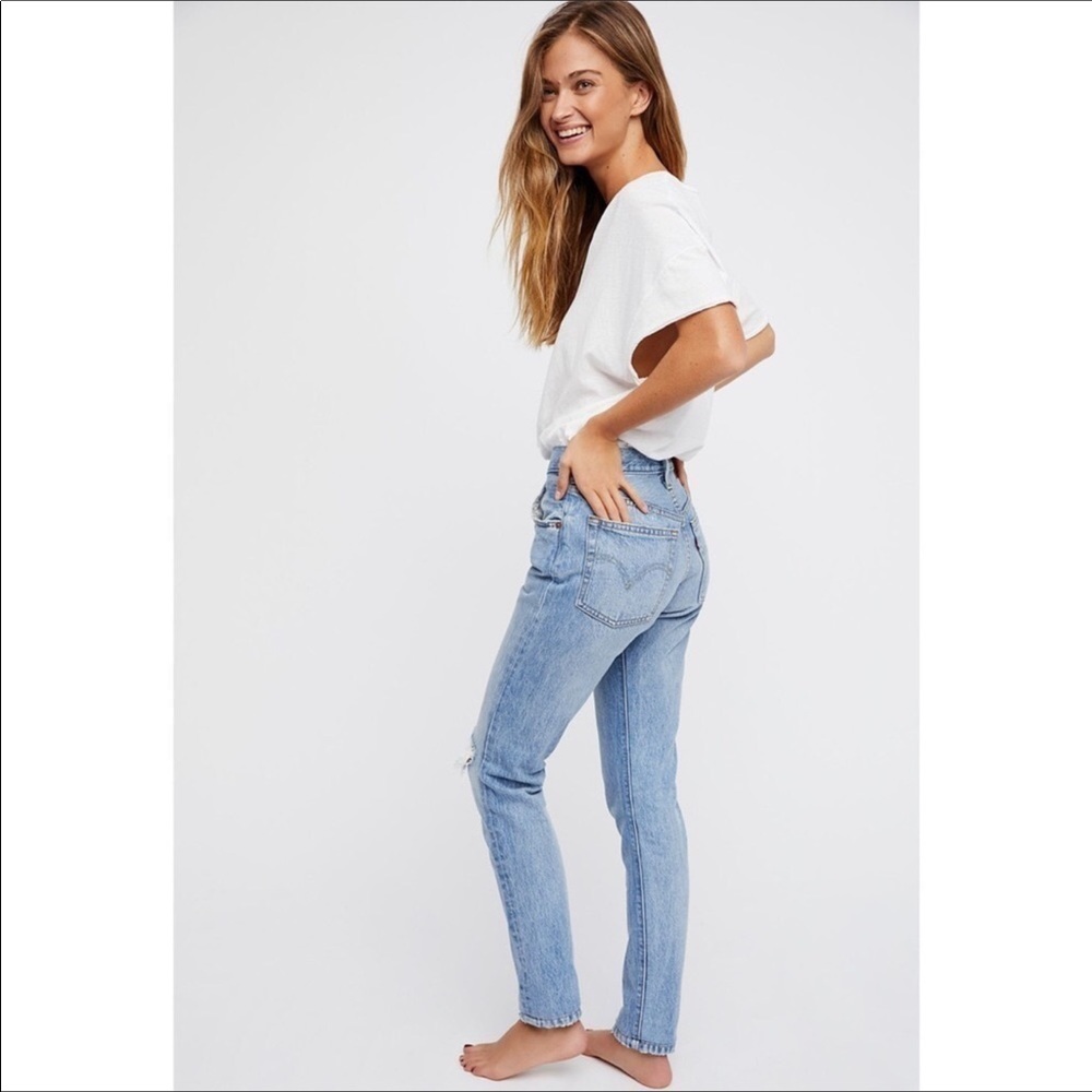 Levi’s 501S  Premium High Rise Skinny Button fly Jeans Distressed